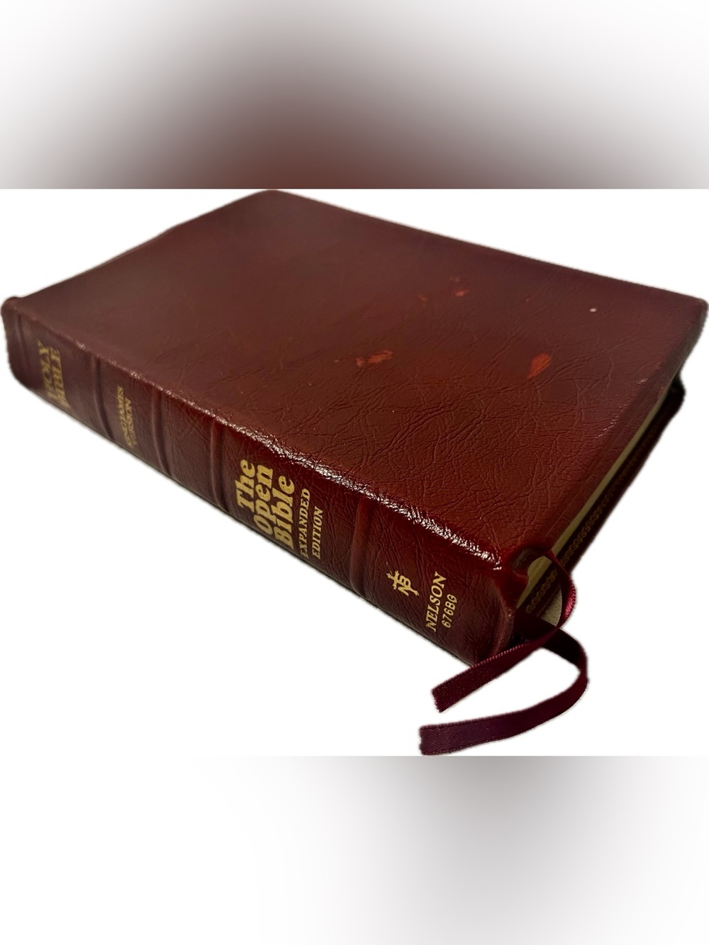 Vintage 1985 KJV The Open Bible Expanded Edition Thomas Nelson Burgundy Leather